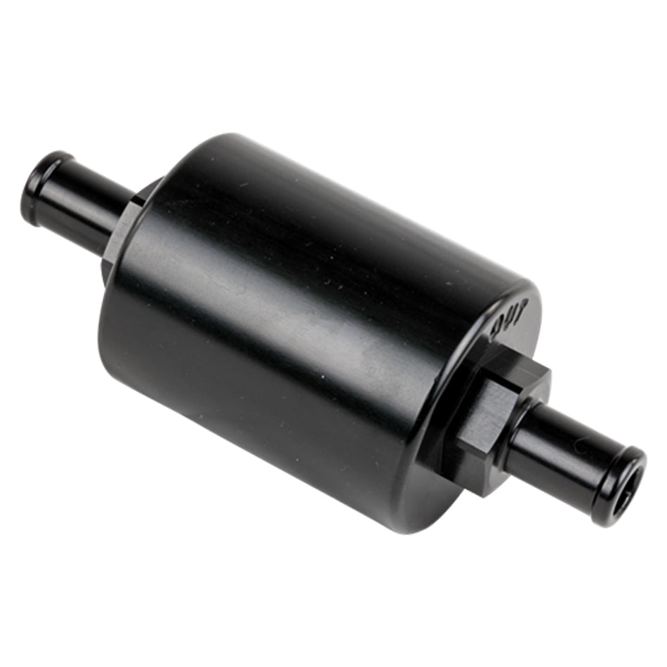 BILLET SPECIALTIES In Line Fuel Filter 3/8 in Barbed Black BILLET SPECIALTIES