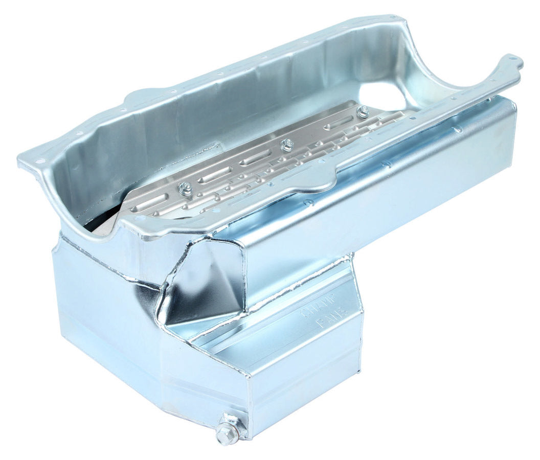 CHAMP PANS SBC C/T Oil Pan w/Wndg Tray & Kick Out CHAMP PANS