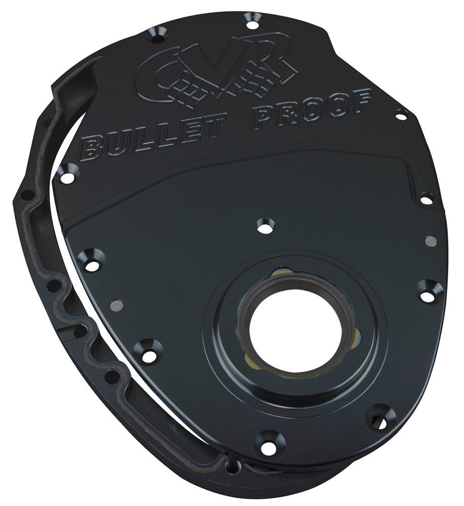 CVR PERFORMANCE SBC Billet Timing Cover 2-Piece - Black Anodized CVR PERFORMANCE