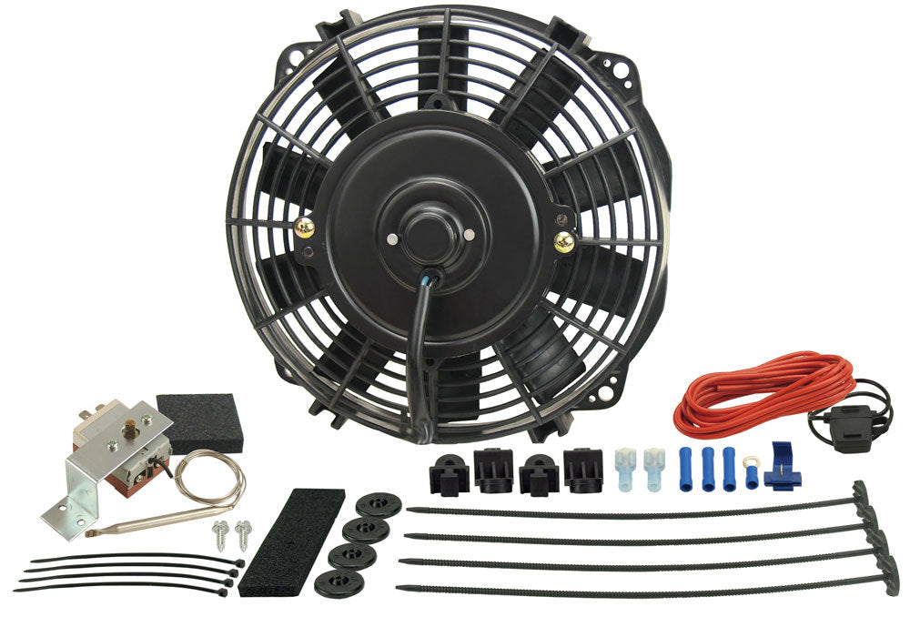 DERALE 9in Fan Straight Blade Fan &Thermostat 475 CFM DERALE