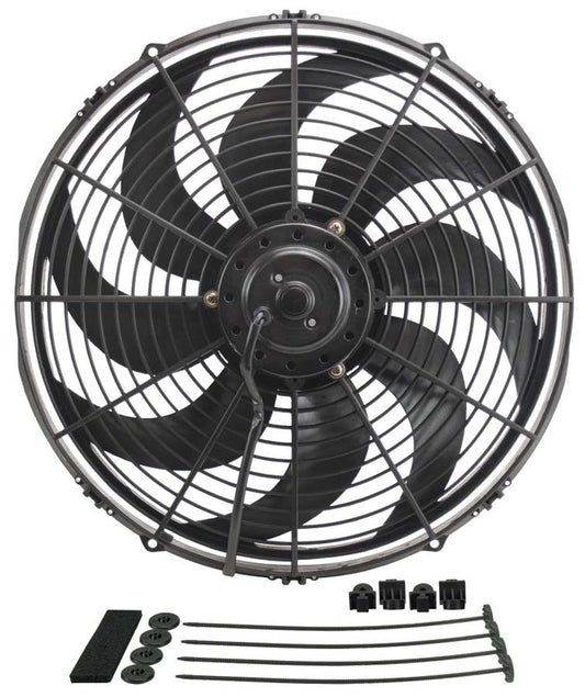 DERALE 16in Dyno-Cool Curved Bl ade Electric Fan DERALE