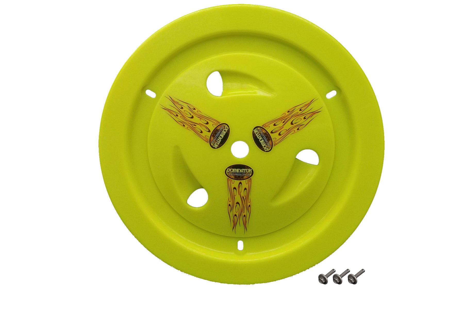 DOMINATOR RACE PRODUCTS Wheel Cover Bolt-On Fluo Yellow Real Style DOMINATOR RACE PRODUCTS