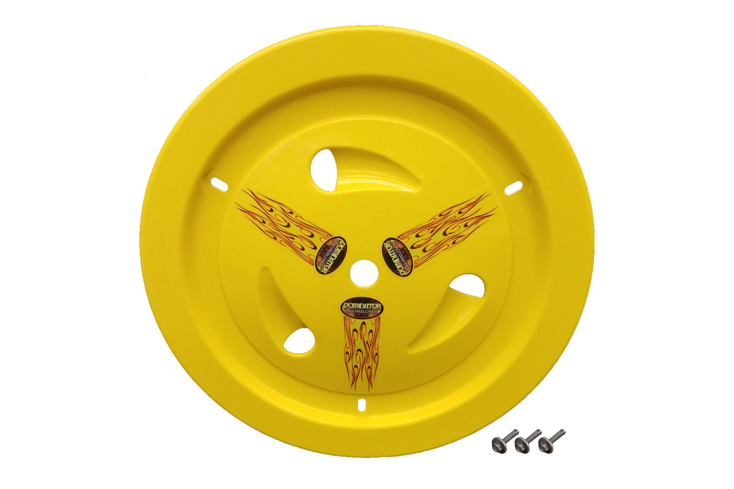 DOMINATOR RACE PRODUCTS Wheel Cover Bolt-On Yellow Real Style DOMINATOR RACE PRODUCTS