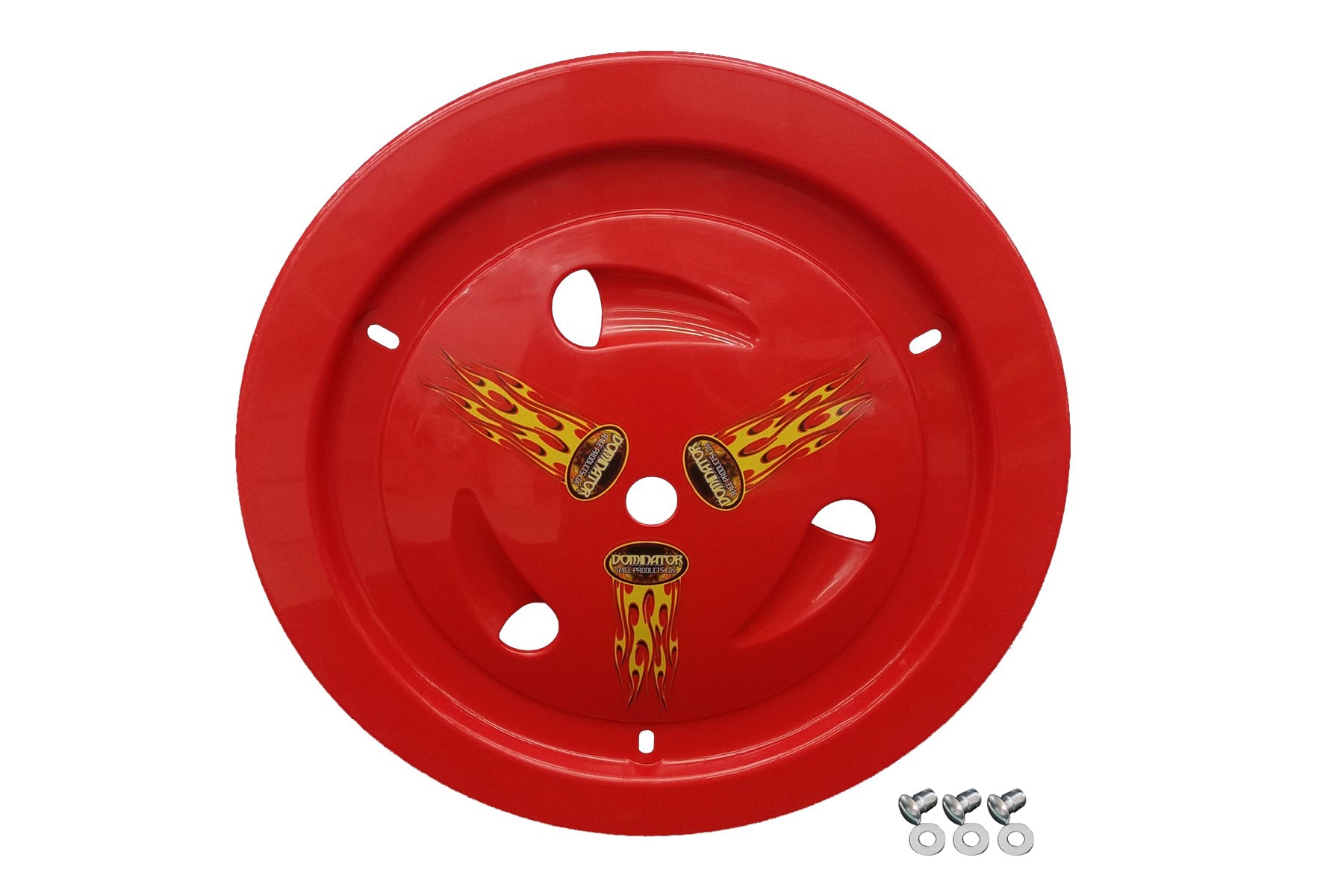 DOMINATOR RACE PRODUCTS Wheel Cover Dzus-On Red Real Style DOMINATOR RACE PRODUCTS