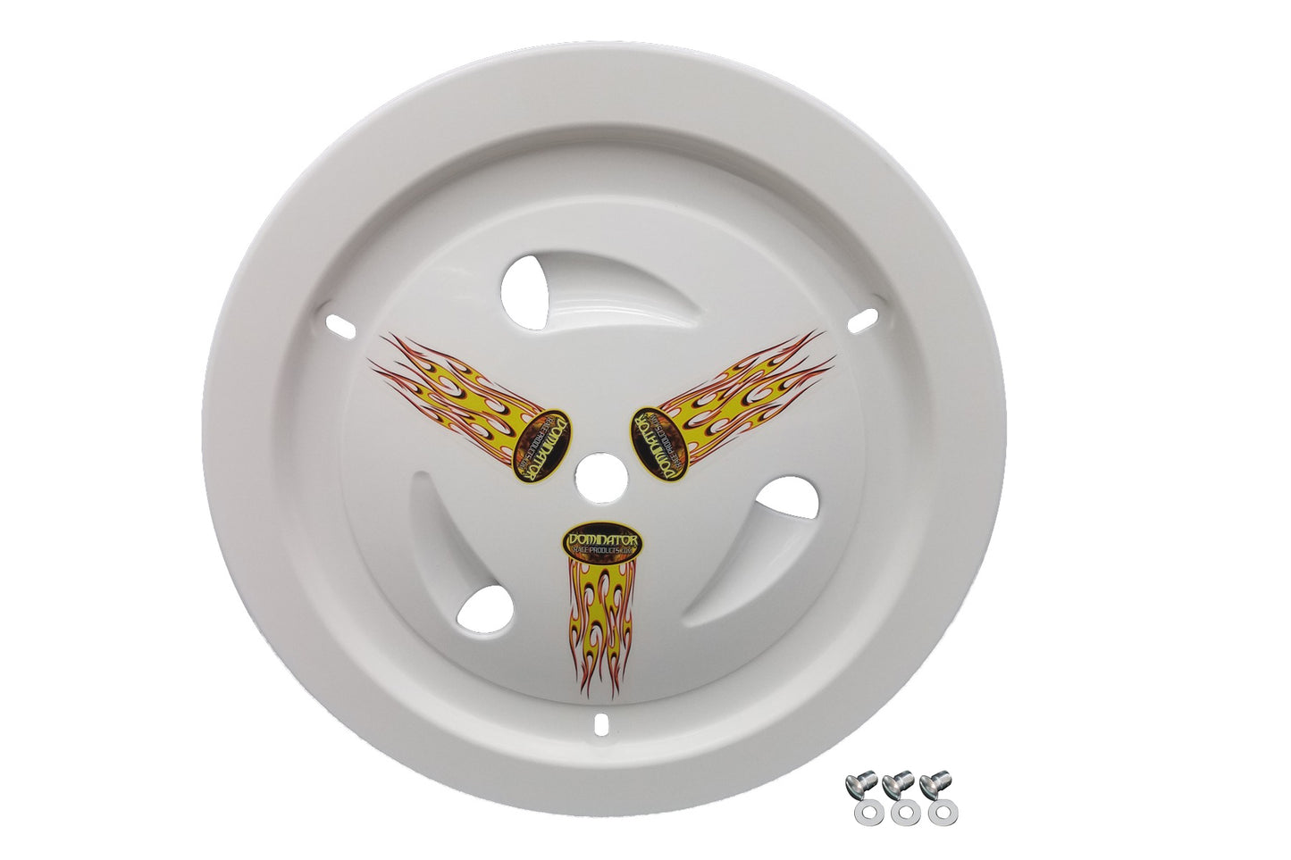 DOMINATOR RACE PRODUCTS Wheel Cover Dzus-On White Real Style DOMINATOR RACE PRODUCTS