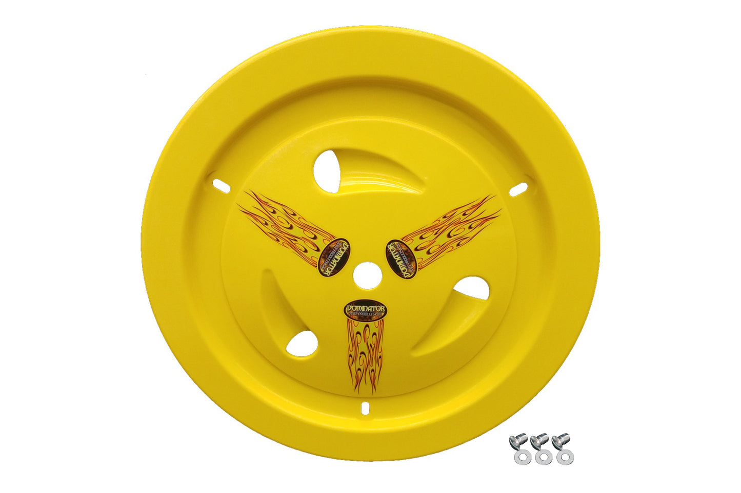 DOMINATOR RACE PRODUCTS Wheel Cover Dzus-On Yellow Real Style DOMINATOR RACE PRODUCTS