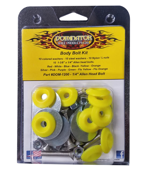 DOMINATOR RACE PRODUCTS Body Bolt Kit Flou Yellow Allen Head DOMINATOR RACE PRODUCTS