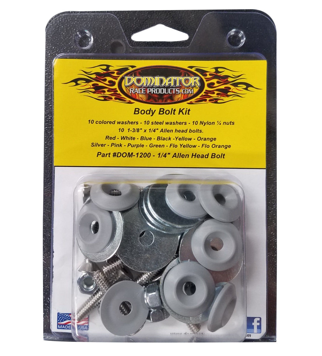 DOMINATOR RACE PRODUCTS Body Bolt Kit Gray Allen Head DOMINATOR RACE PRODUCTS