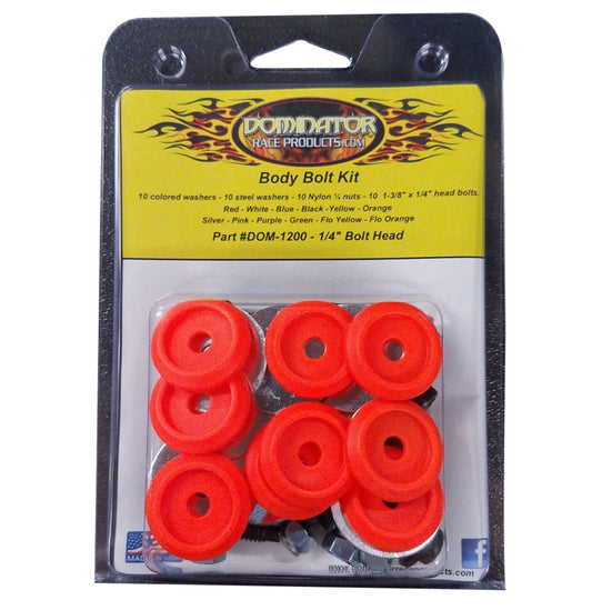 DOMINATOR RACE PRODUCTS Body Bolt Kit Flou Orange Hex Head DOMINATOR RACE PRODUCTS