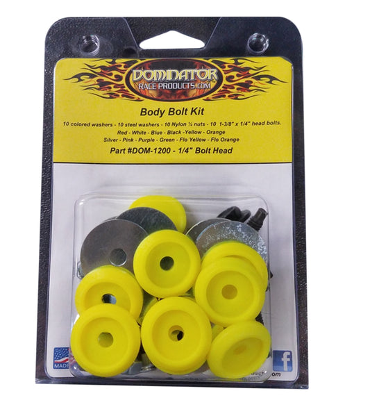 DOMINATOR RACE PRODUCTS Body Bolt Kit Flou Yellow Hex Head DOMINATOR RACE PRODUCTS