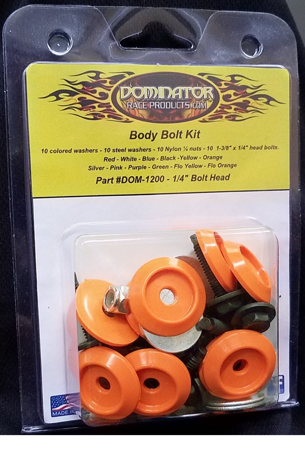 DOMINATOR RACE PRODUCTS Body Bolt Kit Orange Hex Head DOMINATOR RACE PRODUCTS