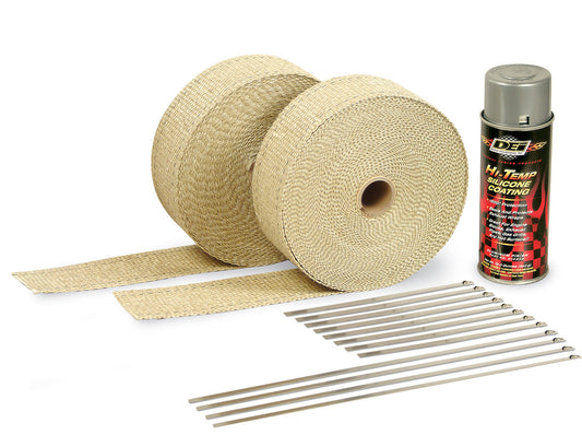 DESIGN ENGINEERING 2in Exhaust Wrap Kit Tan w/Aluminum Silicone Coat DESIGN ENGINEERING