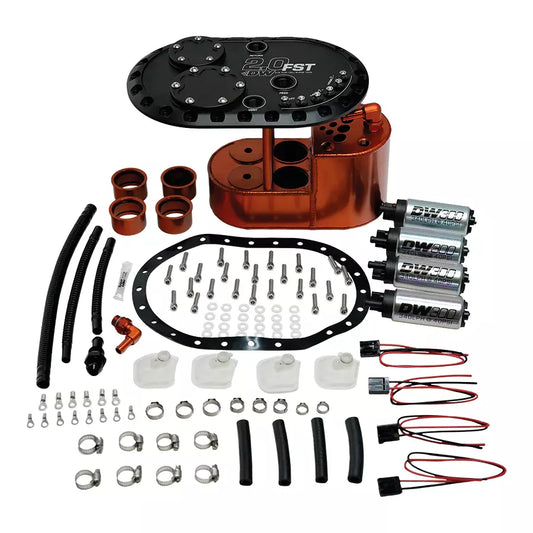 DEATSCHWERKS 2.0L Staged Fuel Cell Su rge Tank with 4 DW300 Fu DEATSCHWERKS