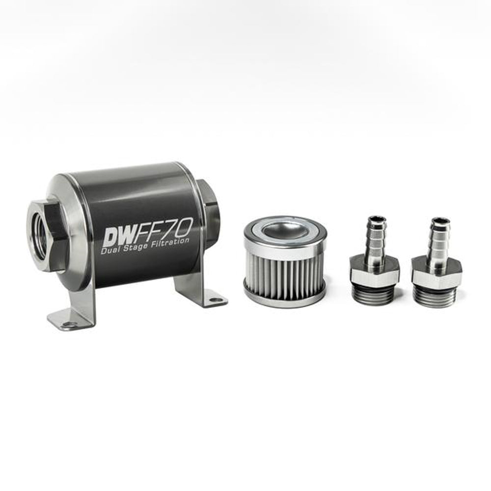 DEATSCHWERKS In-line Fuel Filter Kit 3/8 Hose Barb 10-Micron DEATSCHWERKS