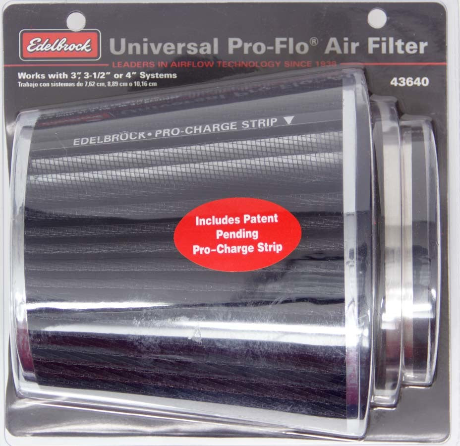 EDELBROCK Pro-Flo Air Filter Cone 6.70 Tall Black/Chrome EDELBROCK