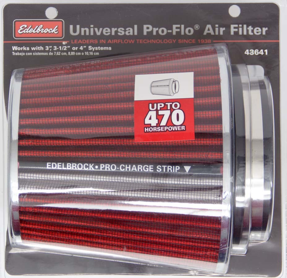 EDELBROCK Pro-Flo Air Filter Cone 6.70 Tall Red/Chrome EDELBROCK