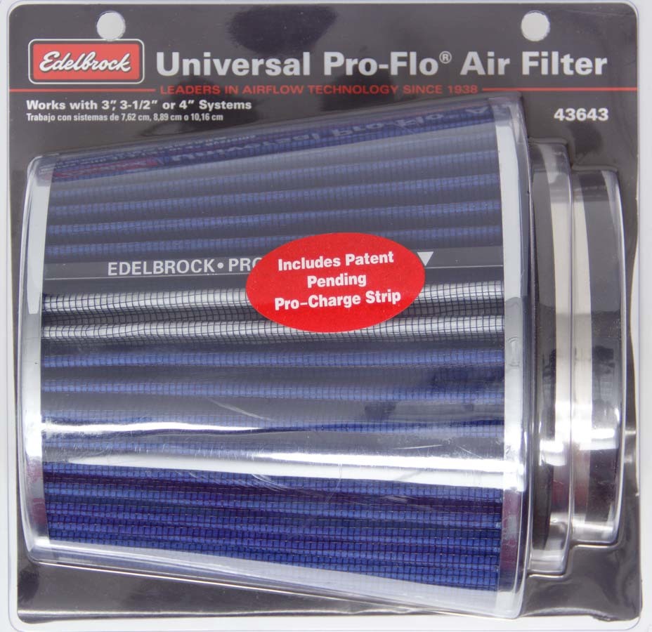 EDELBROCK Pro-Flo Air Filter Cone 6.70 Tall Blue/Chrome EDELBROCK