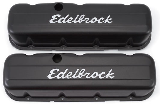 EDELBROCK Signature Series Valve Covers - BBC Tall Black EDELBROCK