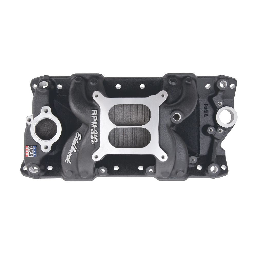 EDELBROCK SBC Performer RPM A/G Manifold - Black Finish EDELBROCK