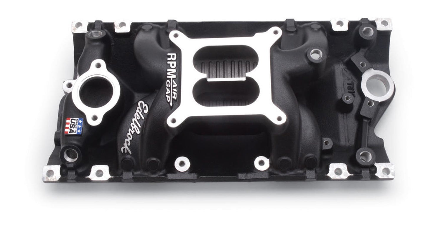 EDELBROCK SBC Performer RPM A/G Manifold - Black EDELBROCK