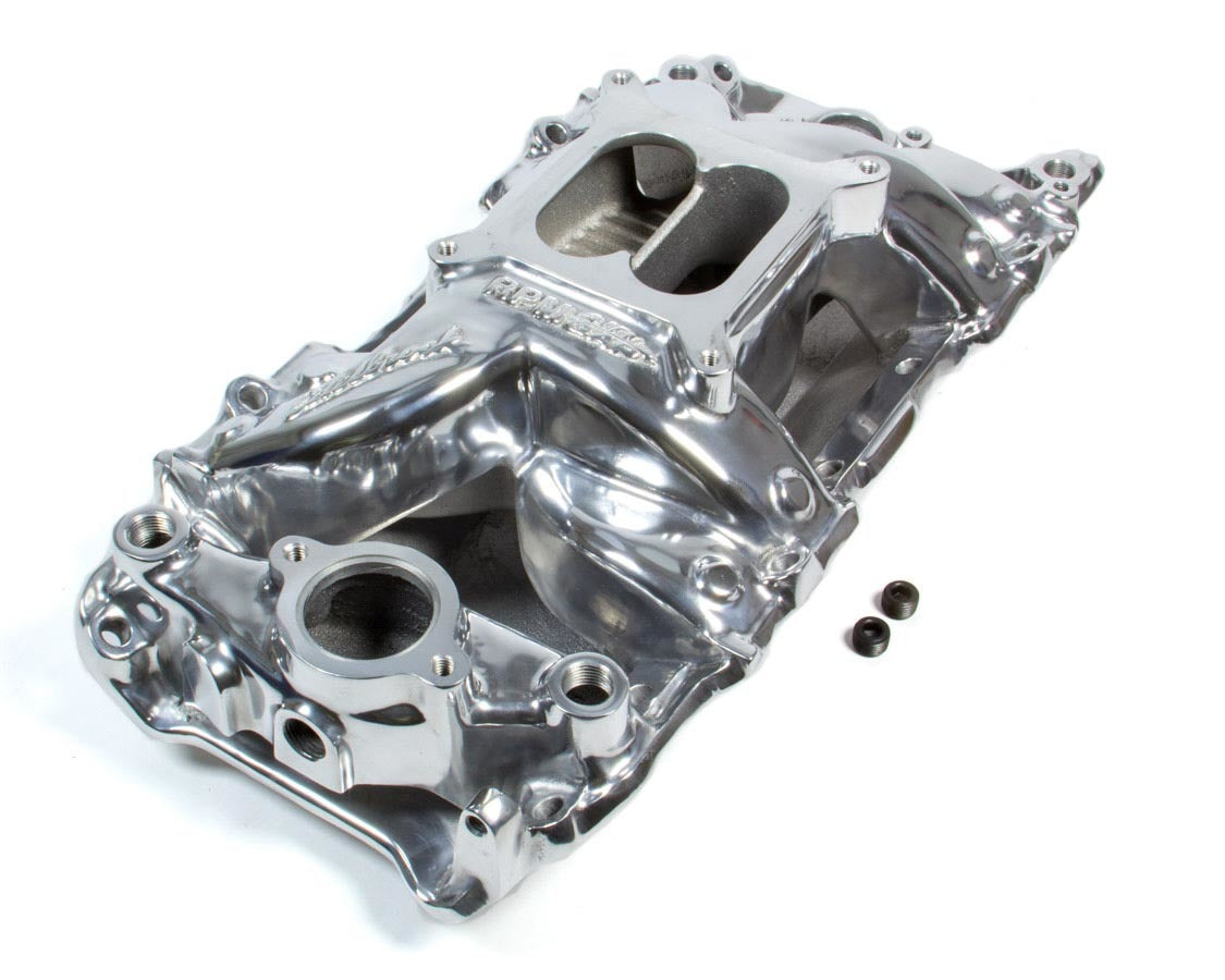 EDELBROCK BBC Performer RPM A/G Manifold- R/P- Polished EDELBROCK