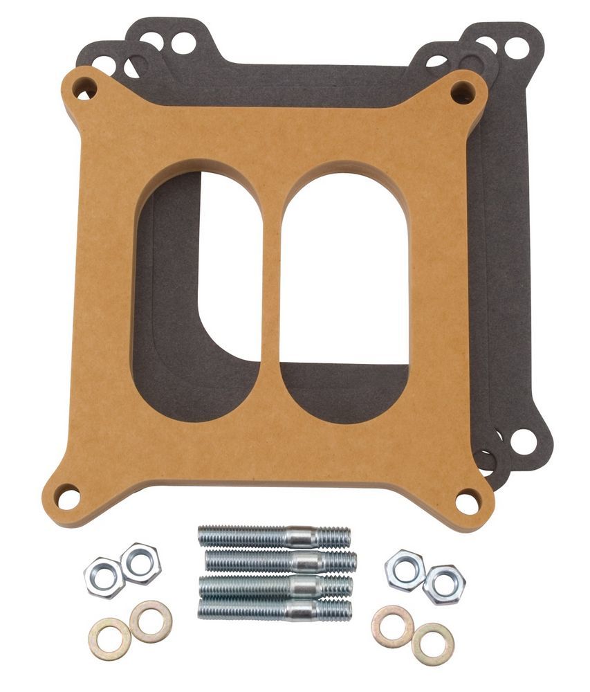 EDELBROCK Carburetor Spacer - .5in Divided - Wood EDELBROCK