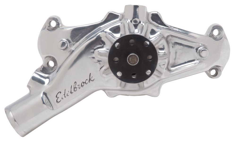 EDELBROCK BBC Water Pump - Short- R/R- Polished EDELBROCK