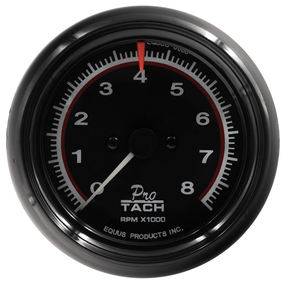 EQUUS 3-3/8 Dia Tachometer 8000 RPM Black Dial EQUUS