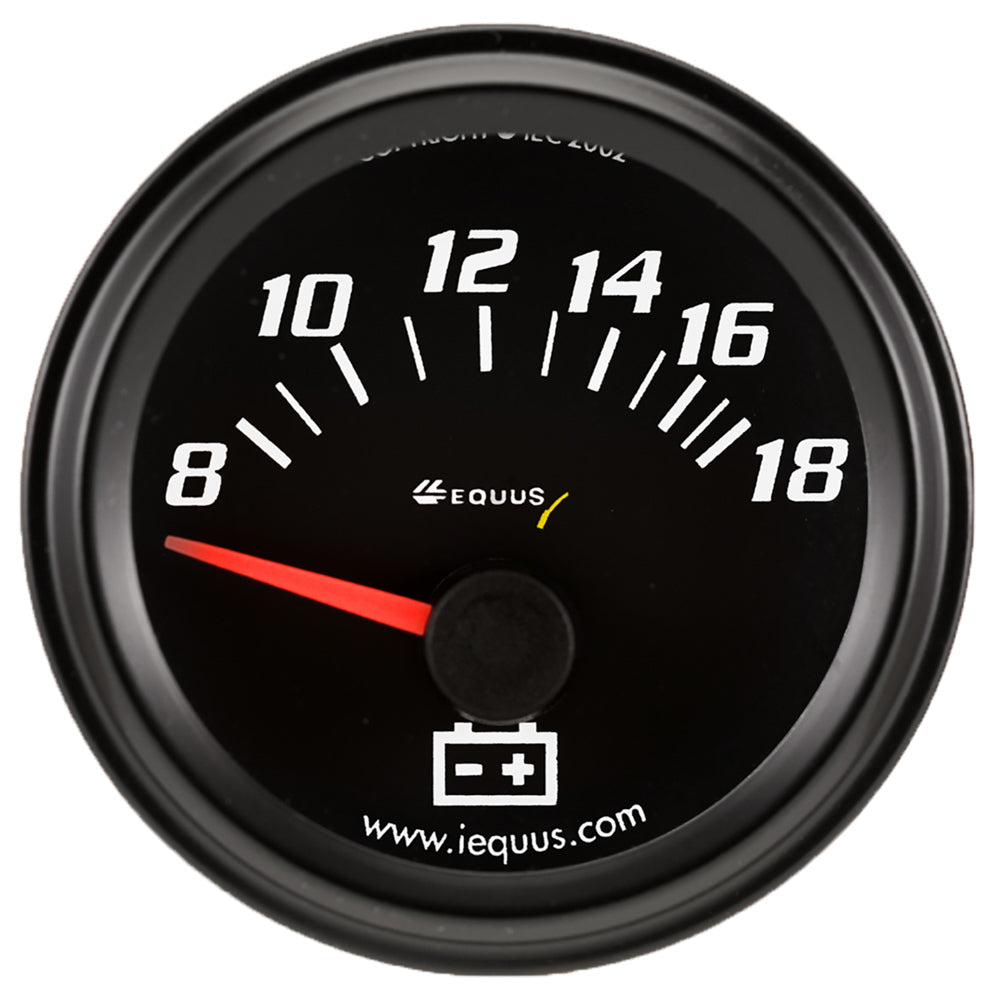 EQUUS 2.0 Dia Voltmeter Gauge Black 8-18 Volts EQUUS