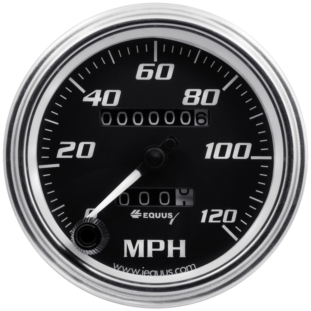 EQUUS 3-3/8 Dia Speedometer 0-120 MPH Chrome Mech EQUUS