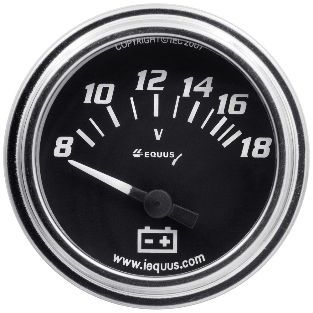 EQUUS 2.0 Dia Voltmeter Gauge Chrome 8-18 Volts EQUUS