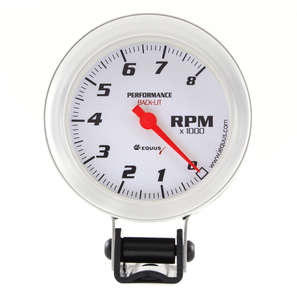 EQUUS 3-3/8 Dia Tachometer 8000 RPM Silver EQUUS