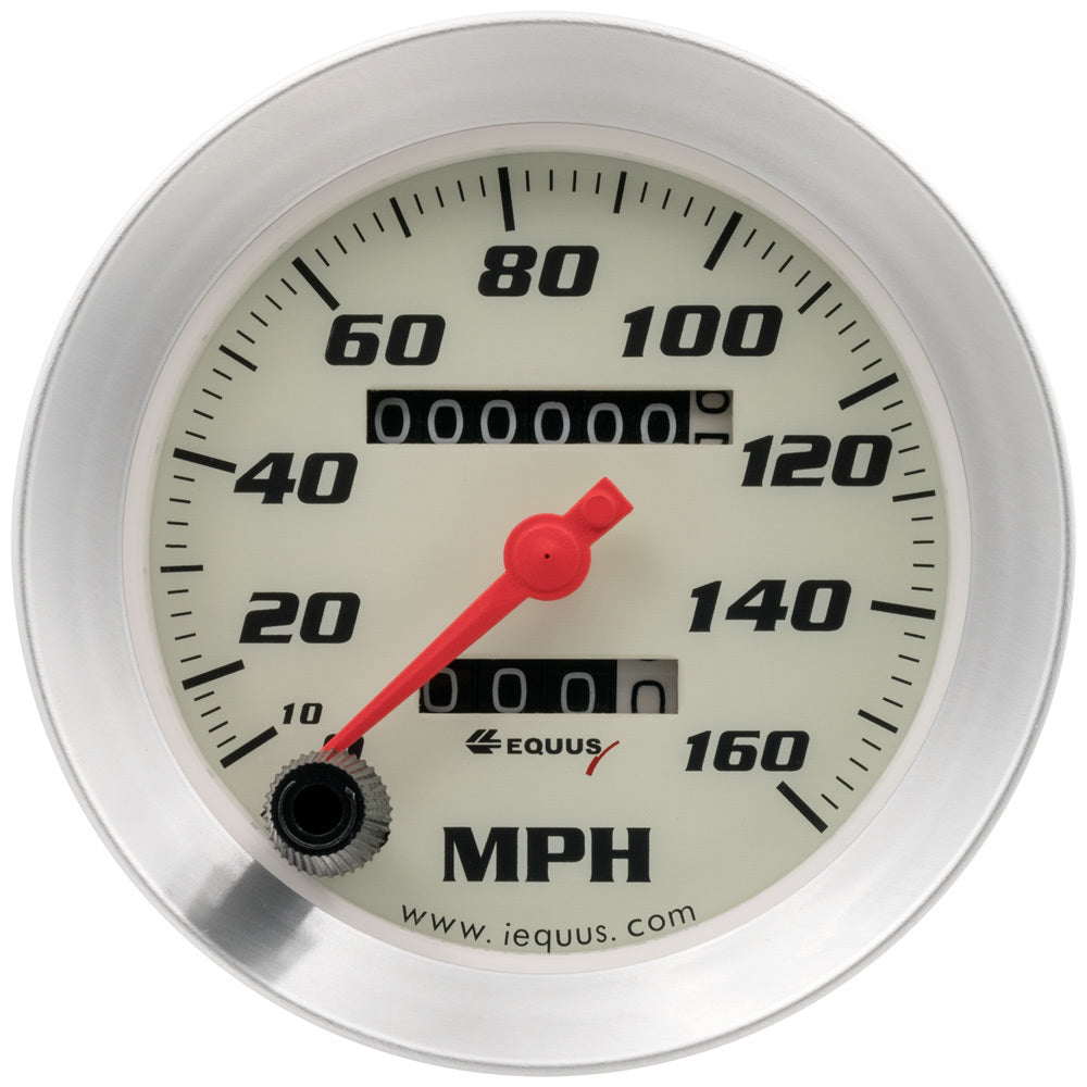 EQUUS 3-3/8 Dia Speedometer 0-160 MPH Silver EQUUS