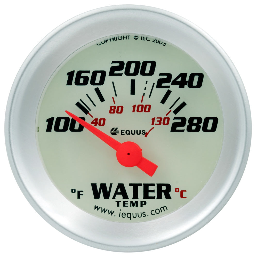 EQUUS 1-1/2 Dia Water Temp Gauge Silver  100-280 EQUUS