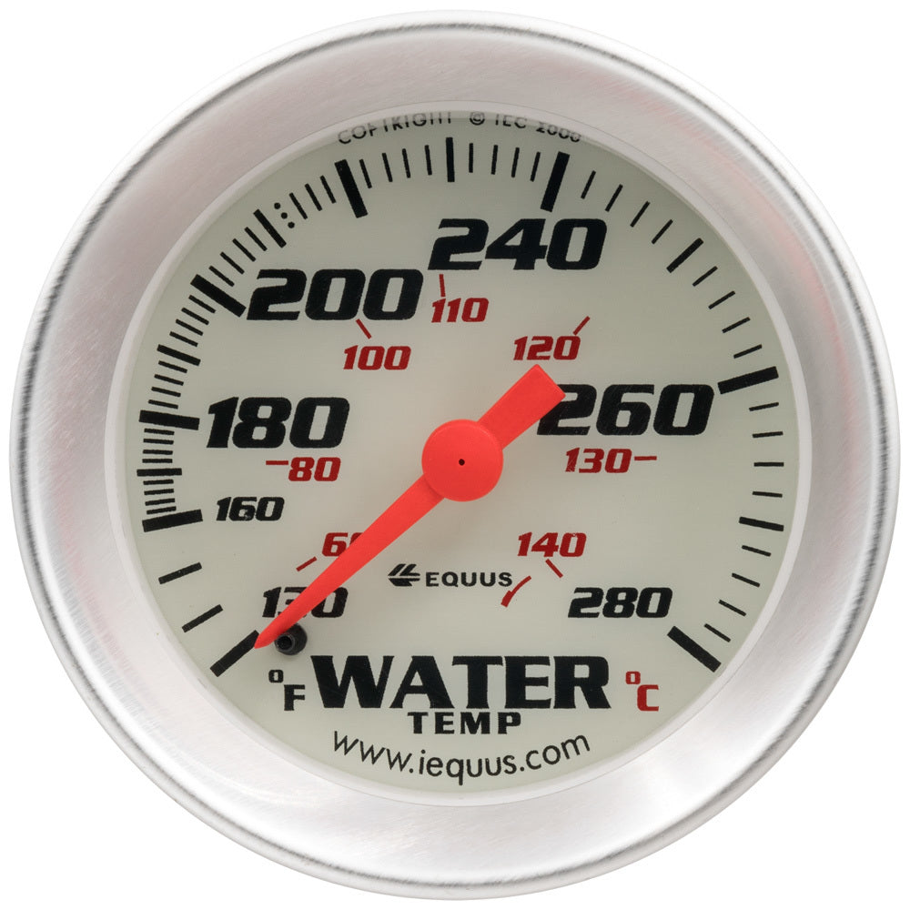 EQUUS 2.0 Dia Water Temp Gauge Silver  130-280 EQUUS