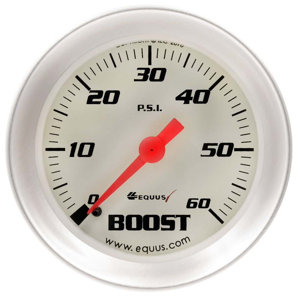 EQUUS 2.0 Dia Boost Gauge Silver  60psi EQUUS