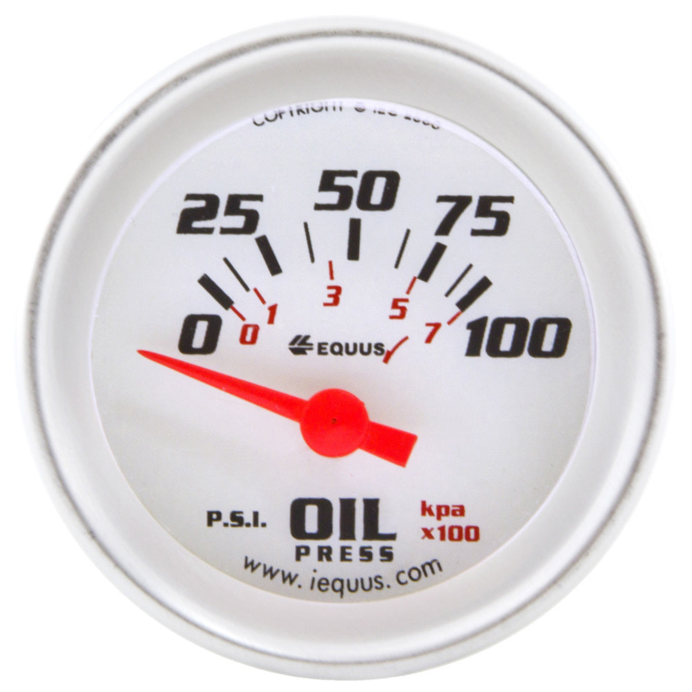 EQUUS 2.0 Dia Oil Pressure Gauge Silver  0-100psi EQUUS