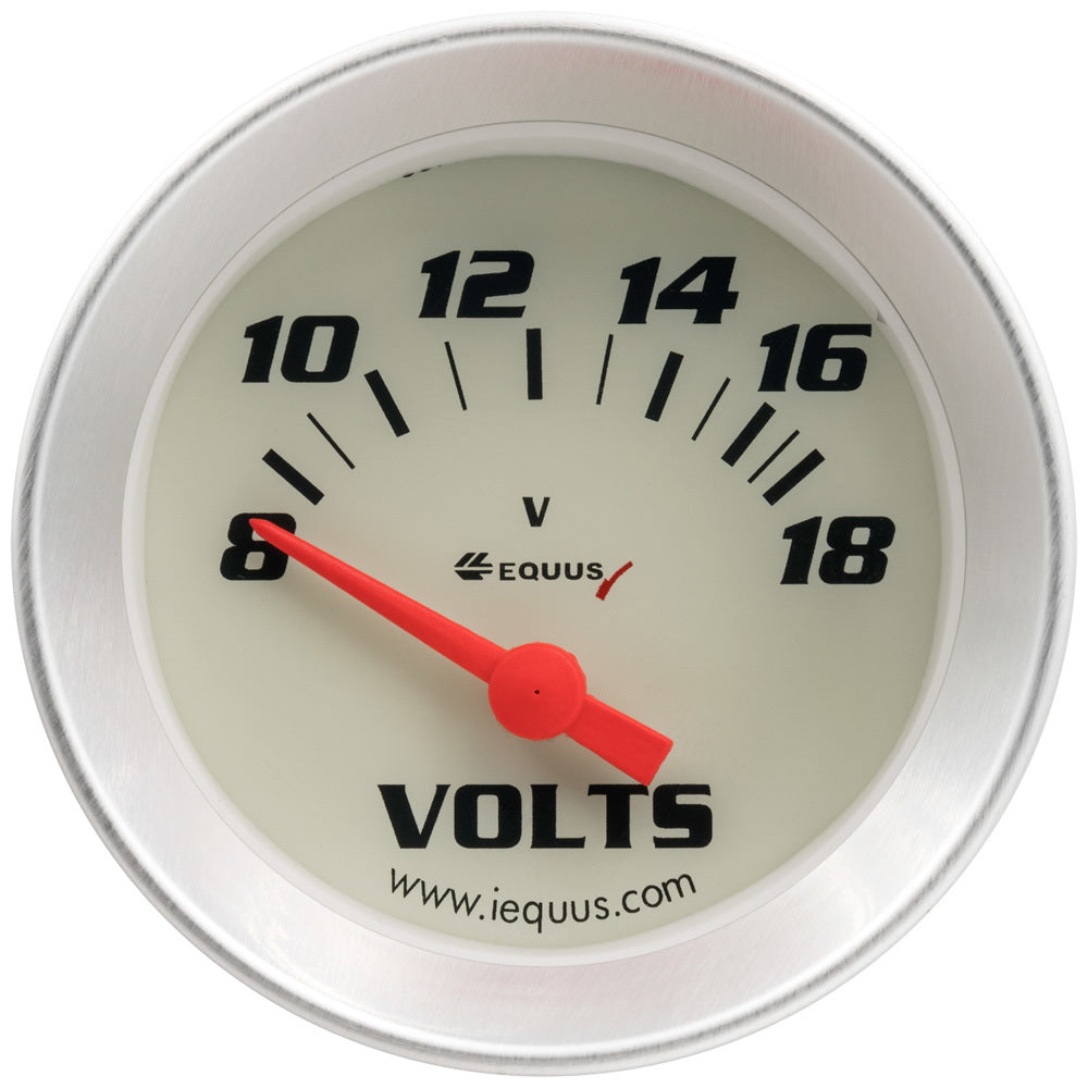 EQUUS 2.0 Dia Voltmeter Gauge Silver 8-18 Volts EQUUS