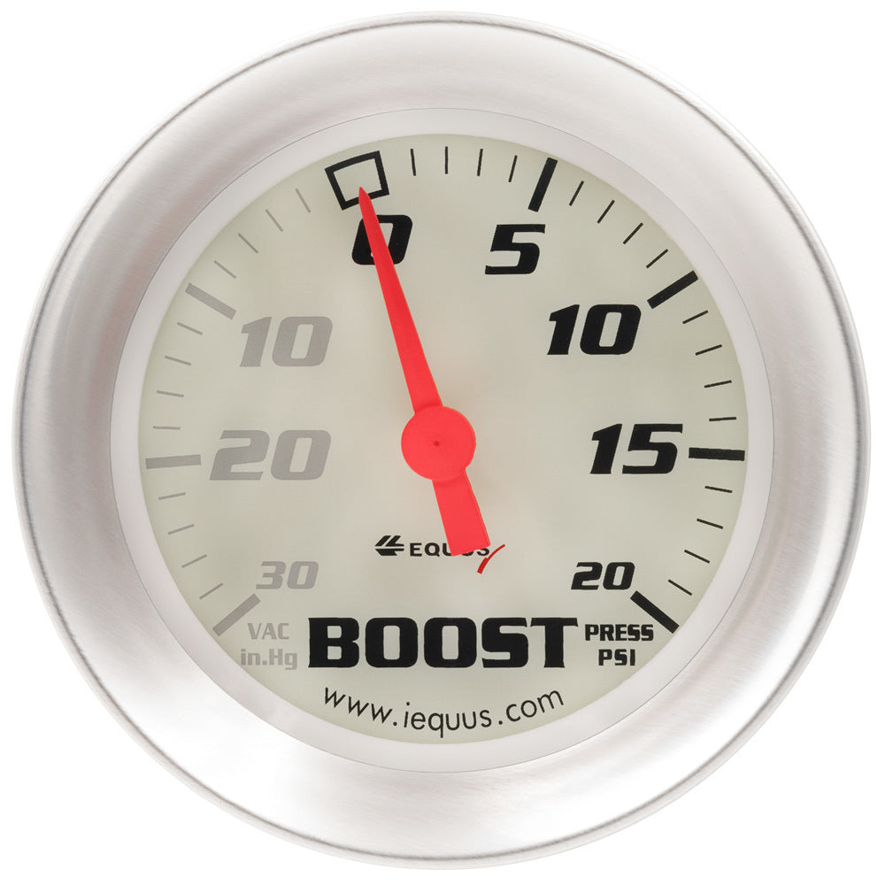 EQUUS 2-5/8 Dia Vacuum/Boost Gauge Silver 30 HG/20 PS EQUUS