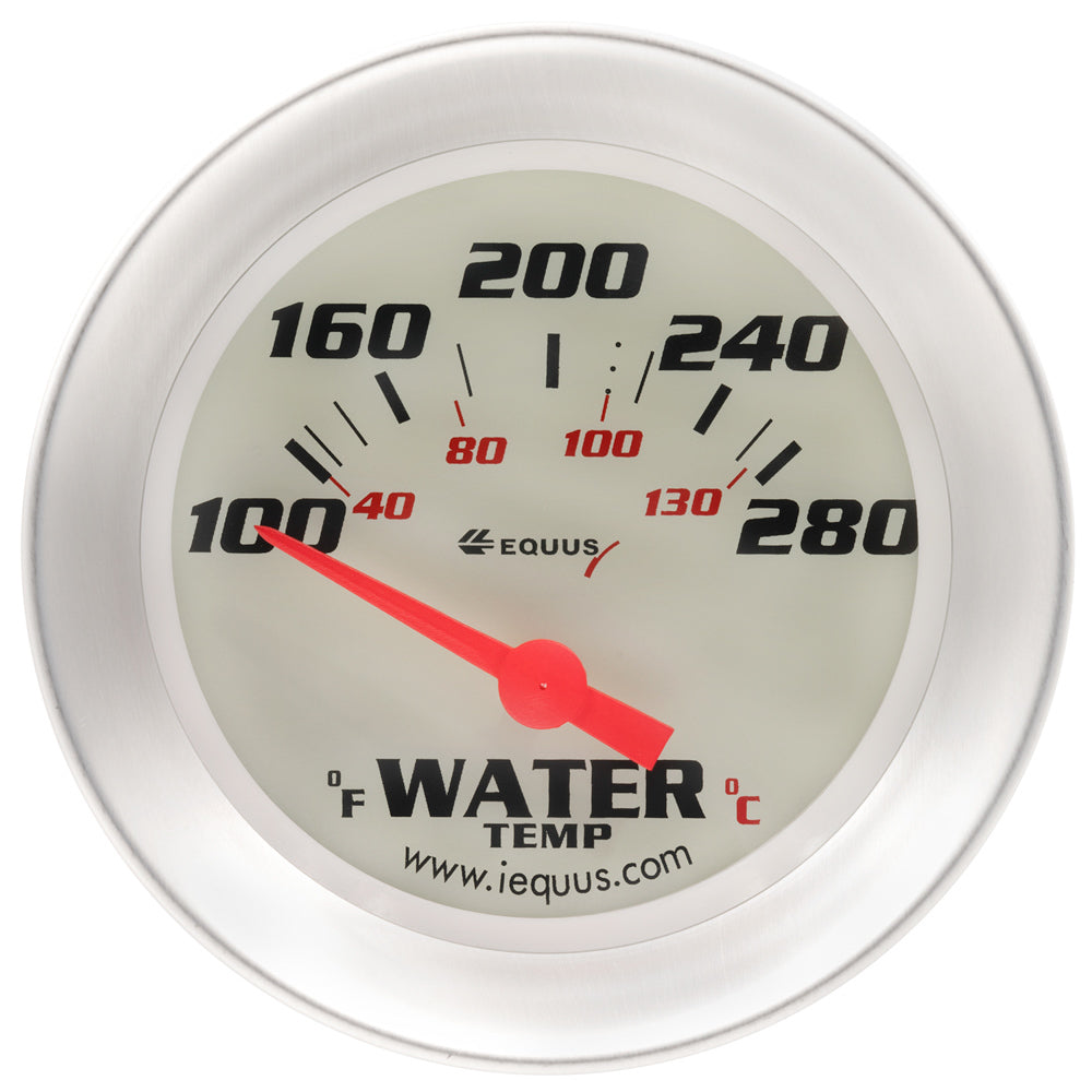 EQUUS 2-5/8 Dia Water Temp Gauge Silver  100-280 EQUUS