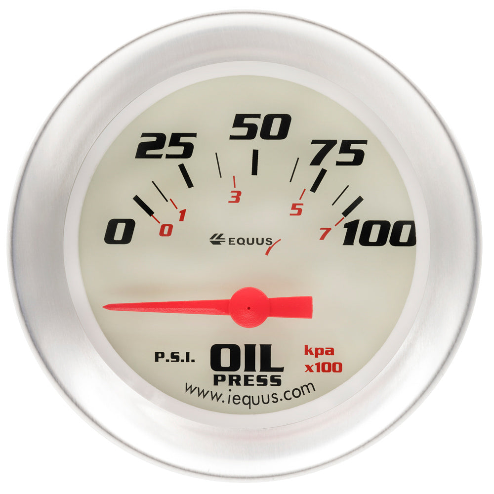 EQUUS 2-5/8 Dia Oil Pressure Gauge Silver  0-100psi EQUUS