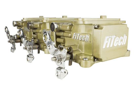 FiTECH FUEL INJECTION Go EFI 3x2 Tri Power EFI System Classic Gold FiTECH FUEL INJECTION