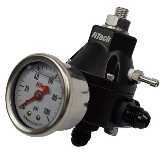 FiTECH FUEL INJECTION Regulator Go Fuel Tight Fit  w/ Pressure Gauge FiTECH FUEL INJECTION