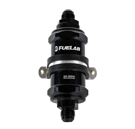 FUELAB FUEL SYSTEMS Fuel Filter In-Line 3in 10 Micron 6AN Chk Valve FUELAB FUEL SYSTEMS