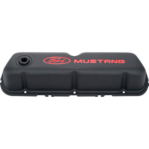 FORD Black Steel Valve Cover Set w/Mustang Logo FORD