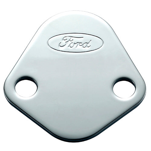 FORD Fuel Pump Block-Off Plate Chrome w/Ford Logo FORD