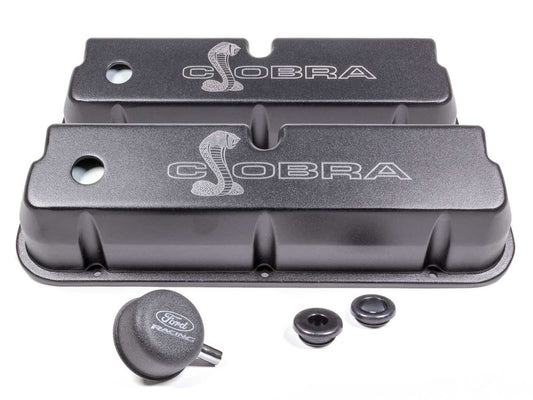 FORD SBF Valve Covers w/Cobra Logo Black FORD