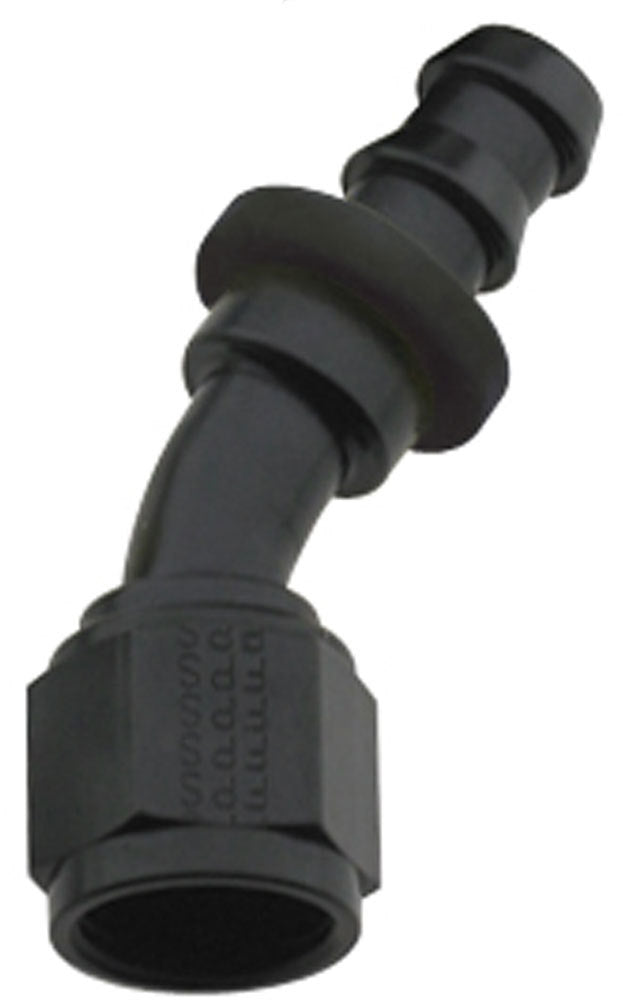 FRAGOLA Hose Fitting #6 30 Deg Push Lock Black FRAGOLA