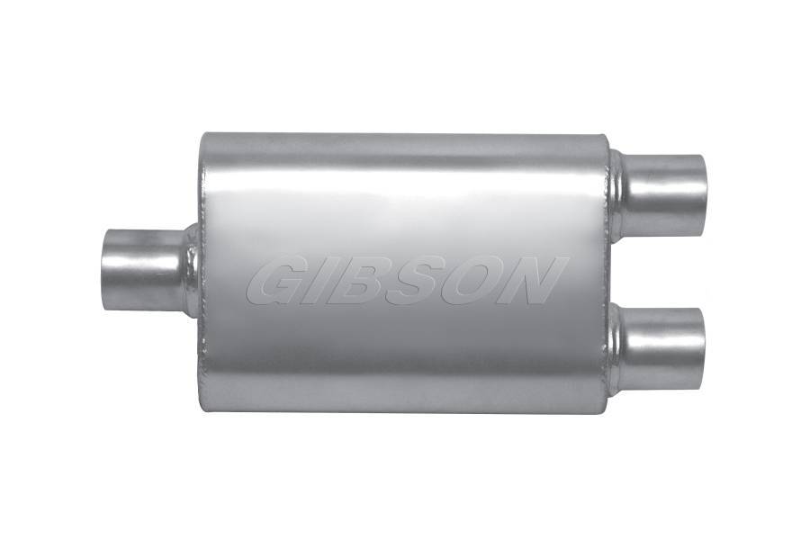 GIBSON EXHAUST MWA 3.0in Center/3.0in D ual Oval Muffler  Stainl GIBSON EXHAUST