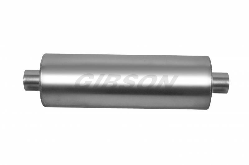 GIBSON EXHAUST MWA 3.0in Center/Center 5.0in Round Muffler SS GIBSON EXHAUST